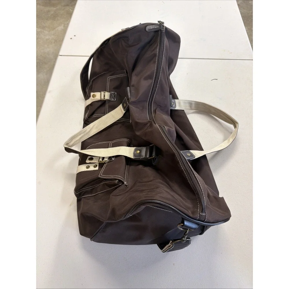 unbranded Large Brown Duffle Bag Gym Pockets Foldable!